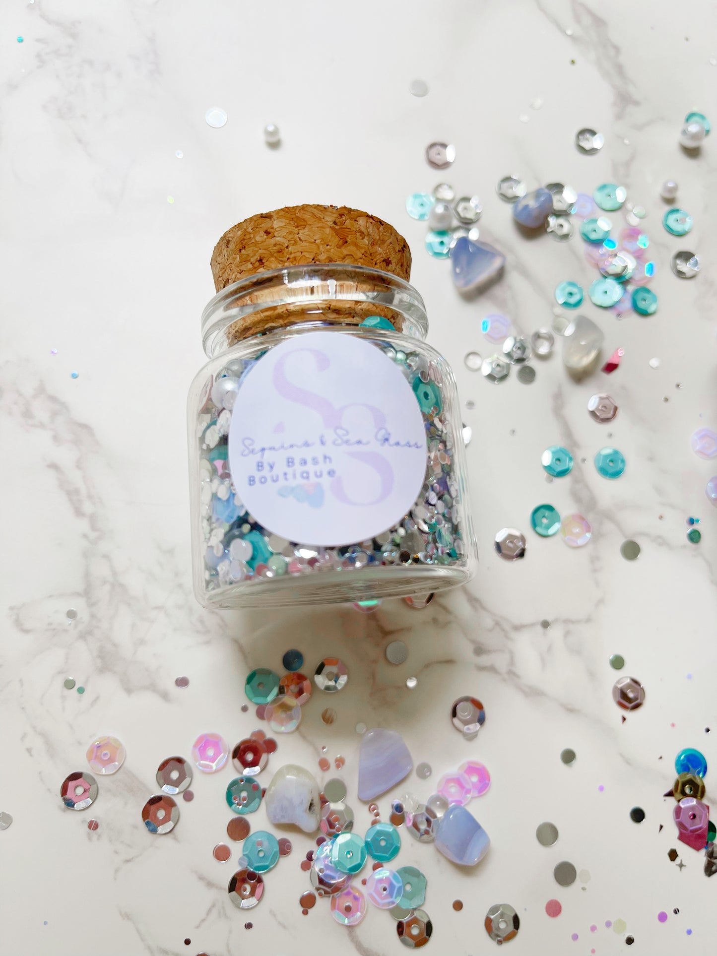 Sequins & Sea Glass - Ocean Hue Blue