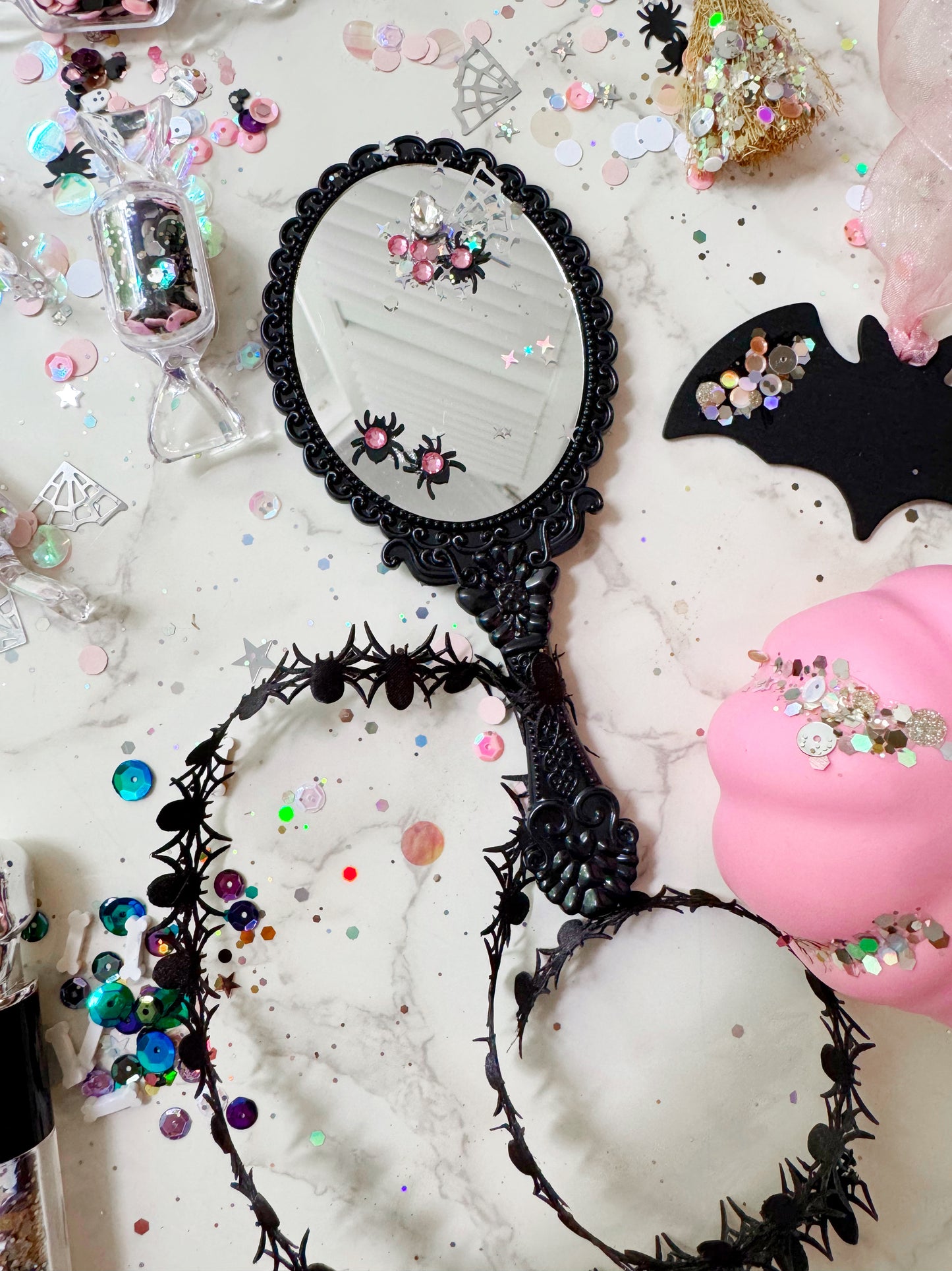 Spooky Spider Confetti Mirror